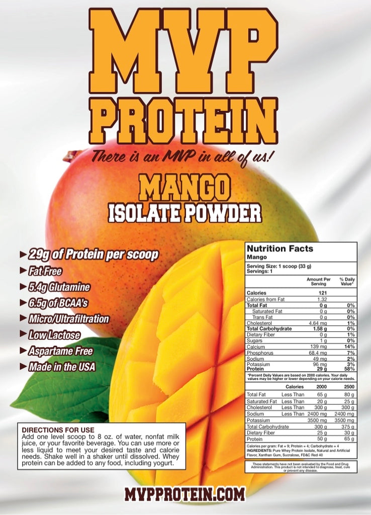 "MVP PROTEIN"  "MANGO" Whey Isolate Protein Powder