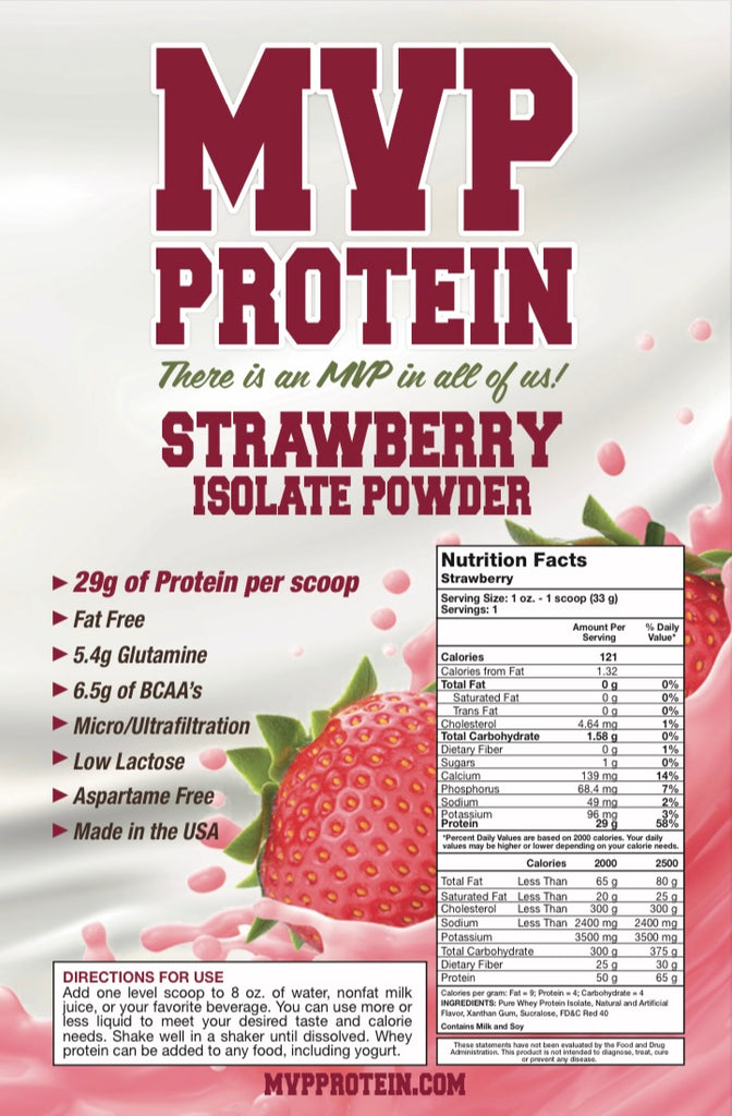 "MVP PROTEIN"  "STRAWBERRY" Whey Isolate Protein Powder