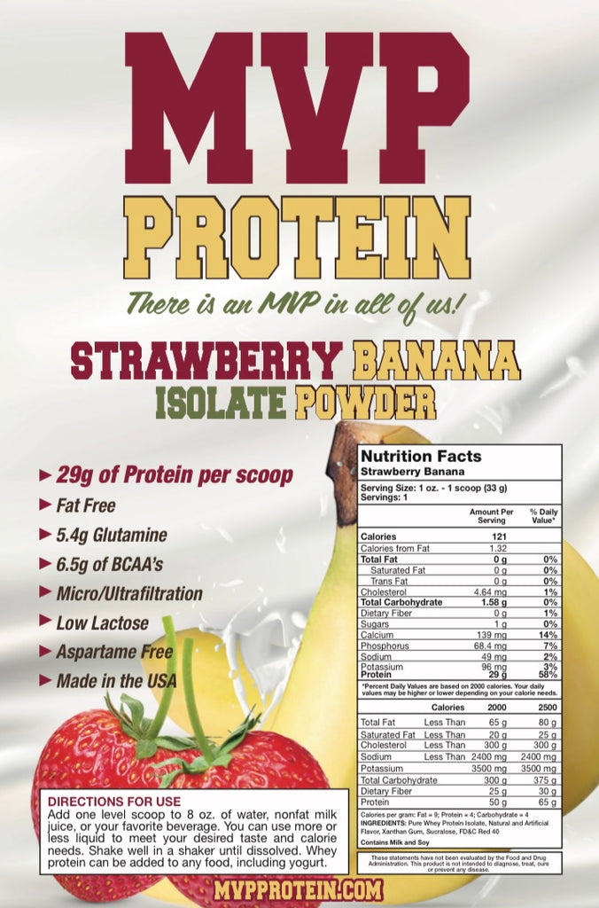 "MVP PROTEIN"  "STRAWBERRY BANANA" Whey Isolate Protein Powder
