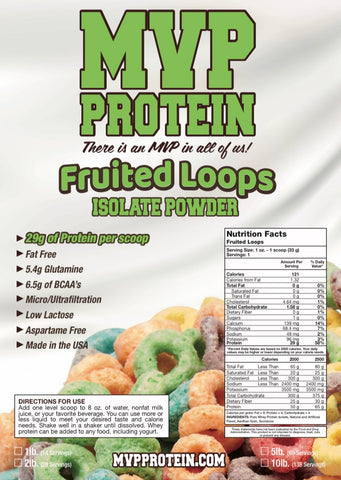 "MVP PROTEIN"  "FRUITED LOOPS” Whey Isolate Protein Powder