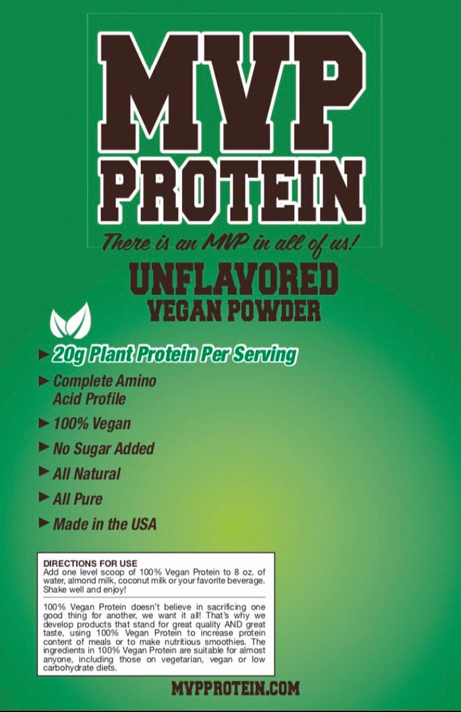 "MVP PROTEIN" "VEGAN UNFLAVORED" (Plant Based) Protein Powder